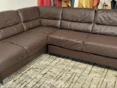 Naturalios odos tamsiai rudas kampas sofa-lova - nuotraukos Nr. 3