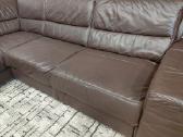 Naturalios odos tamsiai rudas kampas sofa-lova - nuotraukos Nr. 5