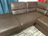 Naturalios odos tamsiai rudas kampas sofa-lova - nuotraukos Nr. 6