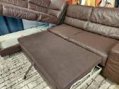 Naturalios odos tamsiai rudas kampas sofa-lova - nuotraukos Nr. 2