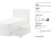 Lova Ikea Malm 200x90cm su stalčiais - nuotraukos Nr. 2