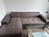 Kampinė sofa-lova + stiklinis kavos staliukas - nuotraukos Nr. 2