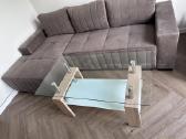 Kampinė sofa-lova + stiklinis kavos staliukas - nuotraukos Nr. 4