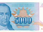Yugoslavia 5000 dinara 1994. Unc. P - nuotraukos Nr. 2