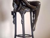 2 Skulptūros Moteris ant baro kėdės 29 cm - Bronza - nuotraukos Nr. 13