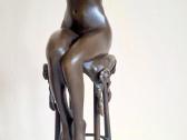 2 Skulptūros Moteris ant baro kėdės 29 cm - Bronza - nuotraukos Nr. 15