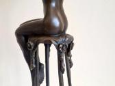 2 Skulptūros Moteris ant baro kėdės 29 cm - Bronza - nuotraukos Nr. 16