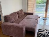 Veliūrinė miegama sofa su patalynės dėže, 256 cm - nuotraukos Nr. 4