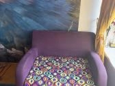Violetinė viengulė sofa/ lova - nuotraukos Nr. 2