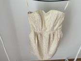 H&m kreminė auksinė proginė suknelė be petnešėlių - nuotraukos Nr. 2