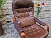 Vintažinis mid century odinis fotelis /sūpuoklis - nuotraukos Nr. 4