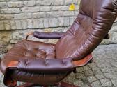 Vintažinis mid century odinis fotelis /sūpuoklis - nuotraukos Nr. 7