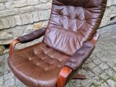 Vintažinis mid century odinis fotelis /sūpuoklis - nuotraukos Nr. 9