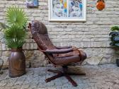 Vintažinis mid century odinis fotelis /sūpuoklis - nuotraukos Nr. 11