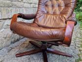 Vintažinis mid century odinis fotelis /sūpuoklis - nuotraukos Nr. 14