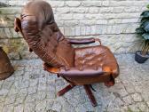 Vintažinis mid century odinis fotelis /sūpuoklis - nuotraukos Nr. 20