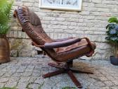 Vintažinis mid century odinis fotelis /sūpuoklis - nuotraukos Nr. 25
