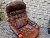Vintažinis mid century odinis fotelis /sūpuoklis - nuotraukos Nr. 29