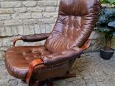 Vintažinis mid century odinis fotelis /sūpuoklis - nuotraukos Nr. 30