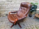 Vintažinis mid century odinis fotelis /sūpuoklis - nuotraukos Nr. 31