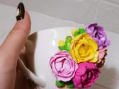 Puodelis rankų darbo 3D gėlės rožės flowers rose - nuotraukos Nr. 4