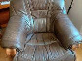 Ažuolo masyvo odinė trivietė sofa ir fotelis - nuotraukos Nr. 6