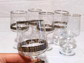 6 Vintage Taures Fleur-de-lis Glasses Silver Trim - nuotraukos Nr. 2