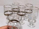 6 Vintage Taures Fleur-de-lis Glasses Silver Trim - nuotraukos Nr. 3