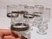 6 Vintage Taures Fleur-de-lis Glasses Silver Trim - nuotraukos Nr. 4