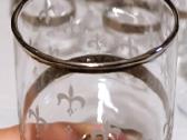 6 Vintage Taures Fleur-de-lis Glasses Silver Trim - nuotraukos Nr. 5
