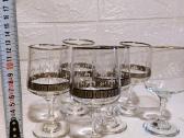 6 Vintage Taures Fleur-de-lis Glasses Silver Trim - nuotraukos Nr. 7