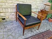 Vintažinis mid century palisandro masyvo fotelis - nuotraukos Nr. 22