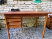 Vintažinis mid century tikmedžio darbo stalas - nuotraukos Nr. 11