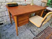 Vintažinis mid century tikmedžio darbo stalas - nuotraukos Nr. 15