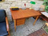 Vintažinis mid century tikmedžio darbo stalas - nuotraukos Nr. 18
