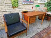 Vintažinis mid century tikmedžio darbo stalas - nuotraukos Nr. 19