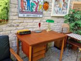 Vintažinis mid century tikmedžio darbo stalas - nuotraukos Nr. 21