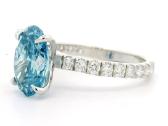 Platinos žiedas sy 2,5ct žydriu LG deimantu - nuotraukos Nr. 4