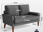 Vesgantti dvivietė mini sofa,121cm - nuotraukos Nr. 3