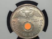 5 Reichsmarkės, Vokietija (1936 A) (Ngc Ms 62) - nuotraukos Nr. 4