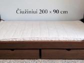 Natūralaus medžio lova 90 x 200 su stalčiais - nuotraukos Nr. 2