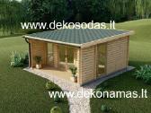 Medinis sodo namelis 5x5 m su terasa, 44mm - nuotraukos Nr. 5
