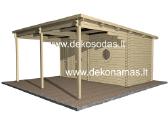 Medinė pirtis„tera Hot“ 4,80x2,40m su terasa, 45mm - nuotraukos Nr. 2