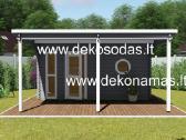 Medinė pirtis„tera Hot“ 4,80x2,40m su terasa, 45mm - nuotraukos Nr. 5