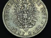 Sidabrinė moneta 5 Markės 1876 B Prūsija Wilhelm - nuotraukos Nr. 2