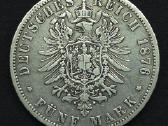 Sidabrinė moneta 5 Markės 1876 B Prūsija Wilhelm - nuotraukos Nr. 5