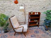 Vintažinė mid century deginto ąžuolo knygų lentyna - nuotraukos Nr. 15