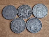 5vnt. Sidabrinių Prancūzijos 5 frankų - nuotraukos Nr. 2