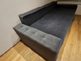 Mėlyna velvetinė dvigulė / viengulė sofa-lova. - nuotraukos Nr. 4