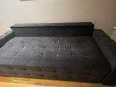 Mėlyna velvetinė dvigulė / viengulė sofa-lova. - nuotraukos Nr. 5